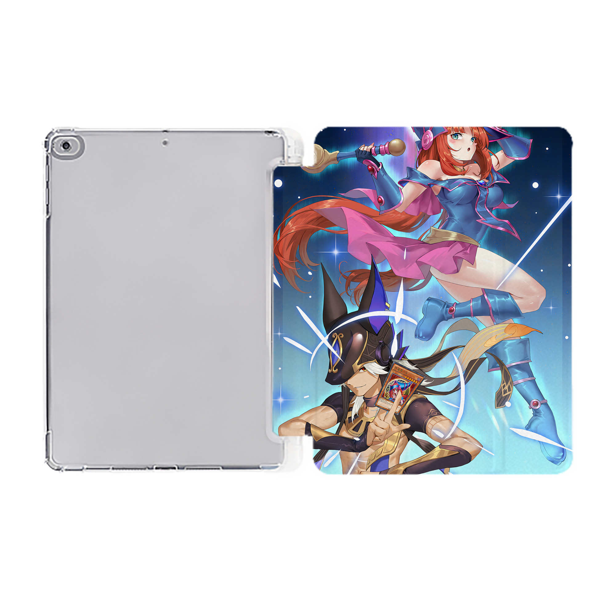 （画像用） 遊☆戯☆王 Yu-Gi-Oh! IPad ケース ペン収納付き 三つ折りスタンド PUレザー×シリコン 対応機種9.5/10.5/10.9インチ